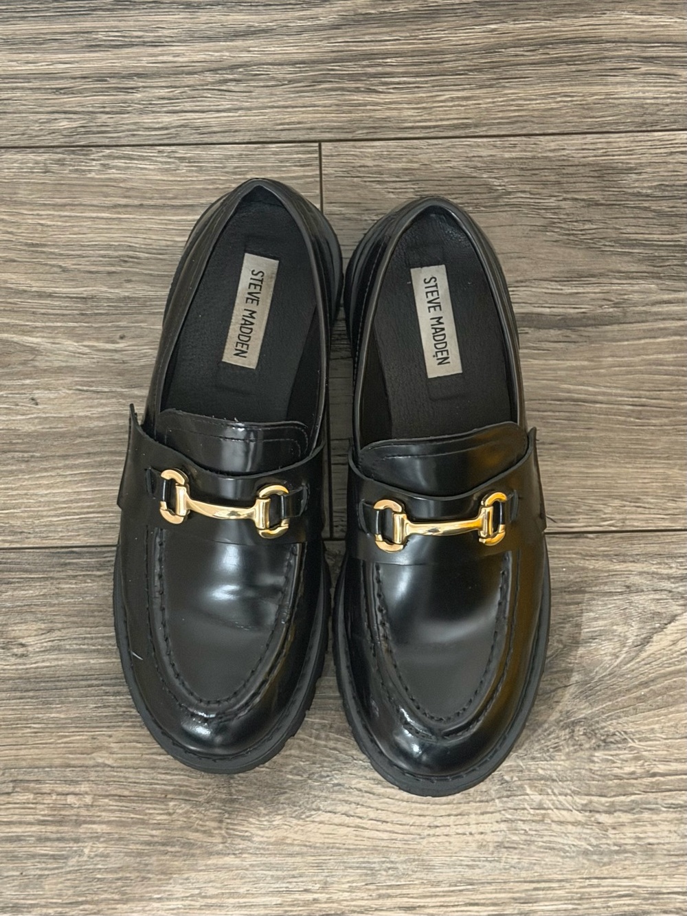 Steve Madden Black Leather Loafers